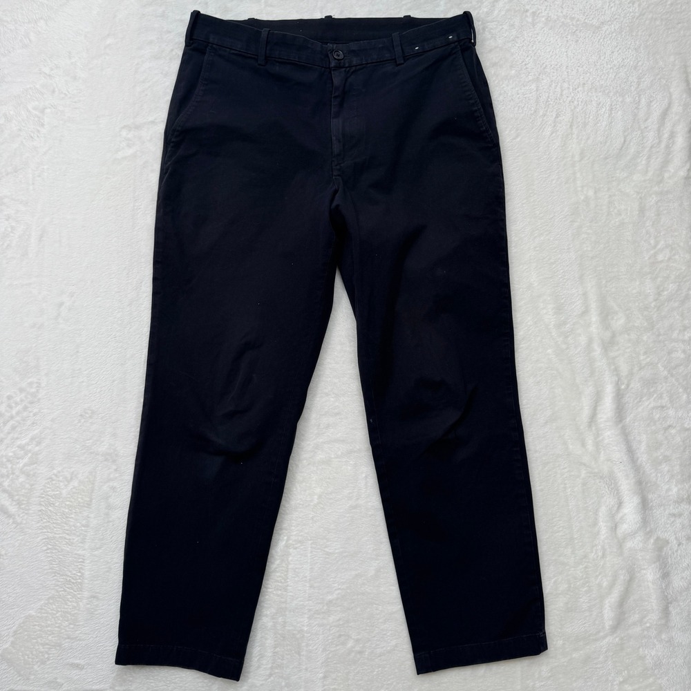Uniqlo Chino Pants Mens Medium Black Slim Fit Stretch Cotton Flat Front